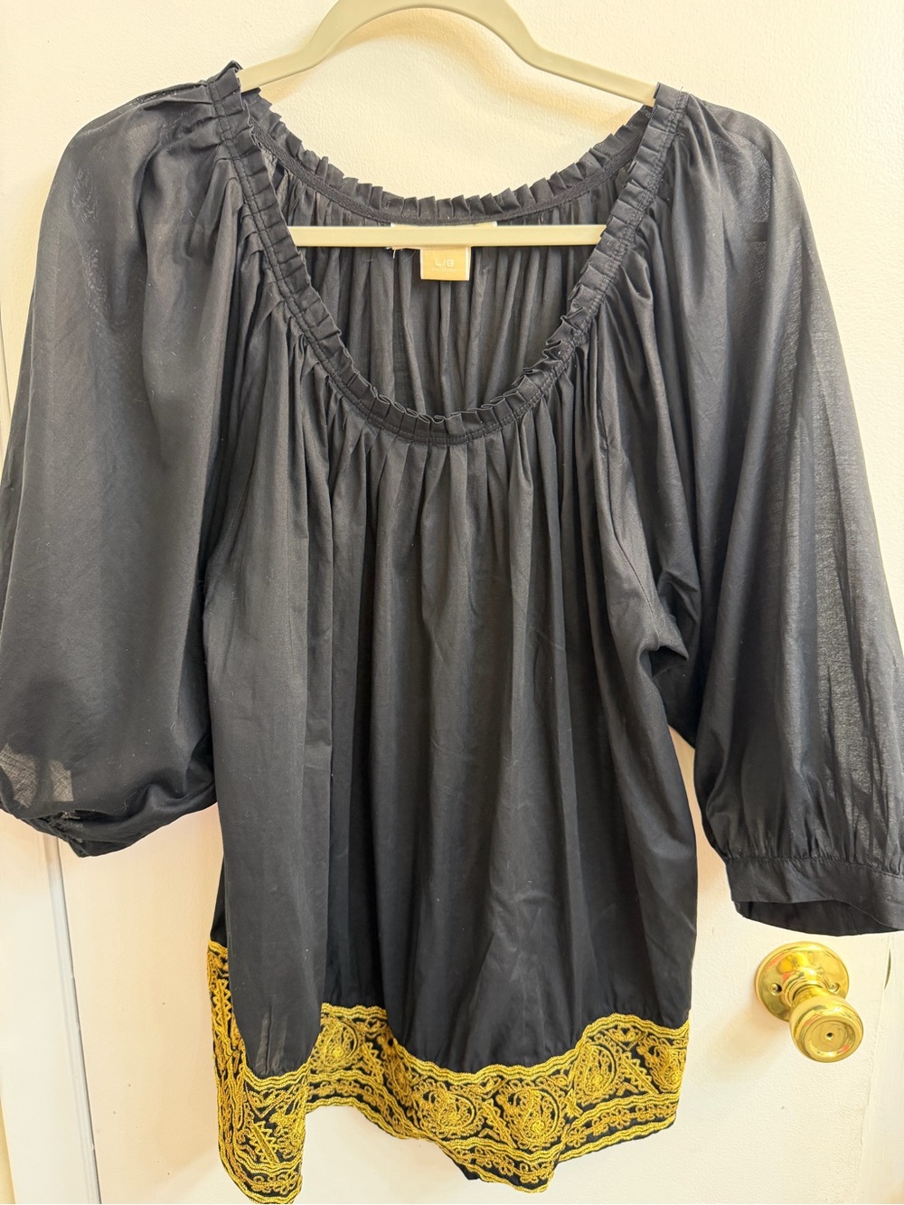Michael Kors Black off the shoulder top with gold detail